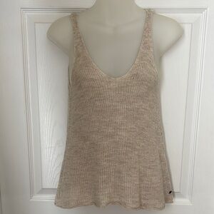 American Eagle Outfitters Tan Ribbed Sleeveless Tank Top